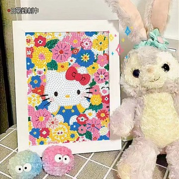 在台出貨🍀三麗鷗鑽石材料包鑽石貼畫diy製作帶框貼畫生日禮物
