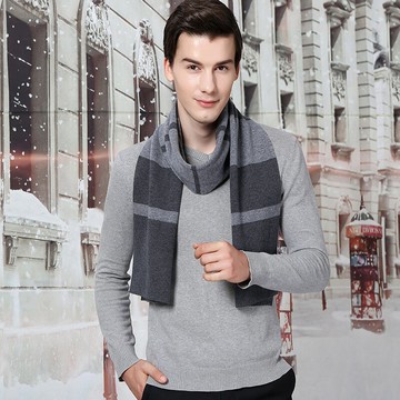 純羊毛圍巾男披肩-拼色提花加厚商務配件情人節生日禮物3色74bl31【獨家進口】【米蘭精品】