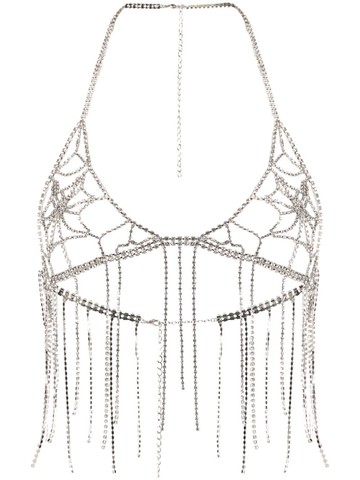 Loulou - x Lit Appeal crystal-embellished triangle-cup top - women - glass/Metal - M - Silver