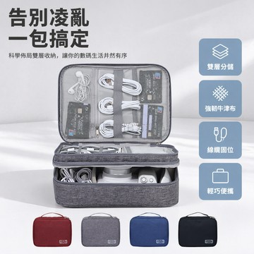 台灣出貨✨ 數據線收納包 電源充電器整理袋 耳機隨身包 大容量分區旅行包 防水防塵便攜手提包 化妝品收納袋
