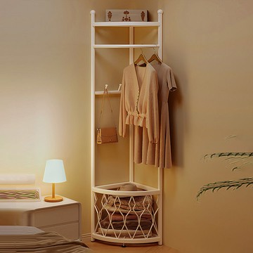 轉角衣架落地家用墻角簡易掛衣服收納架臥室拐角晾衣架輕奢衣帽架