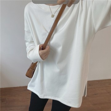 白色加絨打底衫女季洋氣內搭新款中長款學生長袖t恤上衣