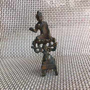古玩雜項古董復古老銅器純銅銅鎏金佛像 板凳佛 青銅家居擺件
