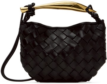 Bottega Veneta 黑色迷你 Sardine 单肩包