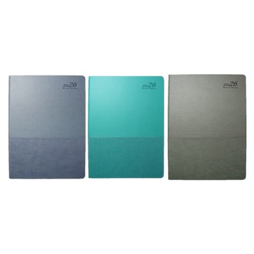 DATAMATE 2026年 大地風格 16K皮製精裝本(DM-16145)-藍灰色/湖水綠/雲灰色