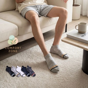 【舒適圈】SPORTS雙條紋提耳網眼短襪 4雙裝 / 不重複 26~30cm 男襪 短襪 船型襪 男生襪子
