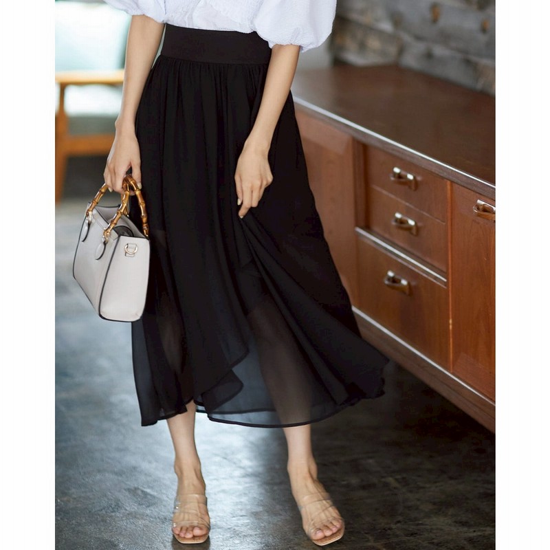 イング Ingni シフォンラッフルsk インナーpt付 クロ 通販 Lineポイント最大2 0 Get Lineショッピング