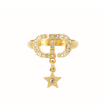 DIOR Petit CD 復古金幸運星墜飾戒指 S (金色)