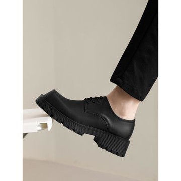 巴黎b家方頭皮鞋男德比鞋vibe潮流小眾商務平頭英倫厚底增高級感