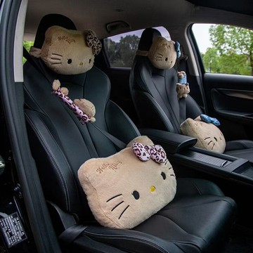 ✨臺灣出貨✨卡通可愛kt貓咪汽車頭枕靠枕車用車載腰枕車內腰靠座椅枕頭護頸枕