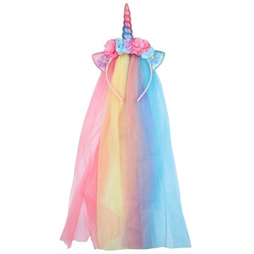 Market Gamsung 花朵裝飾獨角獸髮飾  1個  粉色 + 黃色 + 藍色