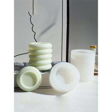 2024新款圓圈香薰蠟燭硅膠模具 diy自制擴香石膏杯子多肉花盆皂模