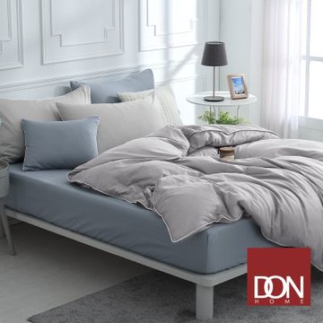 DON 單人300織長絨棉兩用被床包組(時光漫旅)-銀杏灰x鳶尾藍