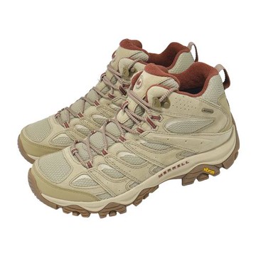 Merrell 登山鞋 Moab 3 Mid WP 男鞋 米紅 防潑水 中筒 黃金大底 ML00003599