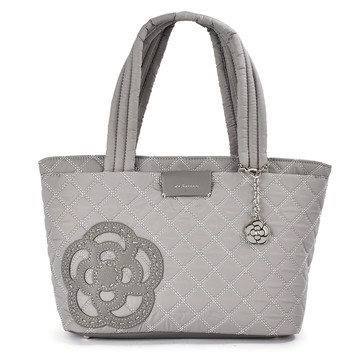 CLATHAS山茶花菱格紋尼龍小肩背包 托特包(灰色)201015-20｜GoBrand購名牌