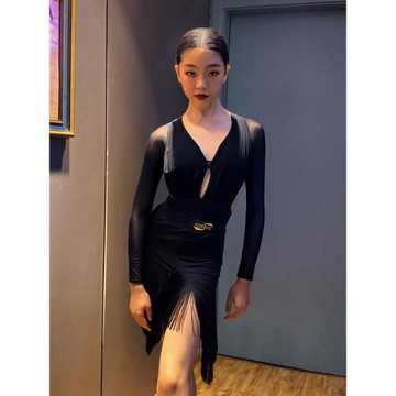 高級版拉丁舞練功服舞蹈裙練習服套裝女童2025新款跳舞衣服演出服