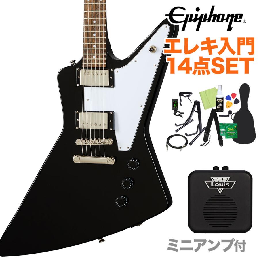 Epiphone エピフォン Explorer Ebony エレキギター 初心者14点セット ミニアンプ付き エクスプローラー