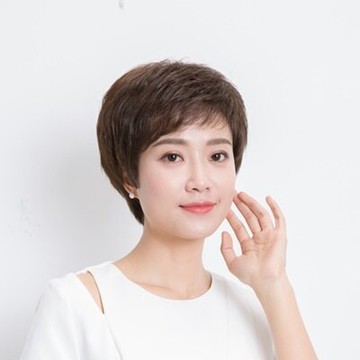 整頂假髮真髮短假髮-微捲斜瀏海俐落時尚女假髮2色73uu22【獨家進口】【米蘭精品】