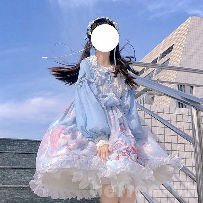 ワンピース ロリータ レディース 春夏 コスプレ ロリータ風ワンピ フレアワンピース 女子中高生 Lolita 蝶結び ミディアム コスチューム お嬢様 丸襟 長袖 通販 Lineポイント最大get Lineショッピング