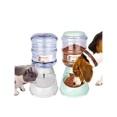Automatic Dog Feeder and Water Dispenser Set, Pet Water and Food Dispenser ＿並行輸入品