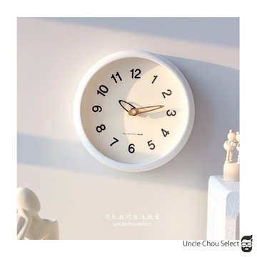 [周大叔 台灣現貨] 韓系奶油白靜音掛鐘 時鐘掛鐘 造型時鐘 壁掛時鐘 北歐時鐘