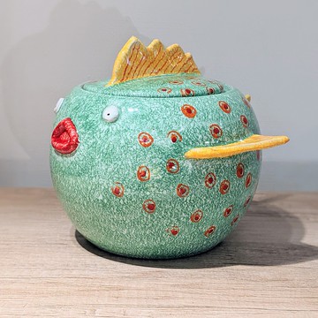 義大利手工陶-PVE維內雷漁港 魚型珠寶盒(大)