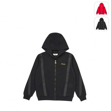 【FILA】KIDS 孩童款 針織連帽外套-黑色 1JKZ-4437-BK