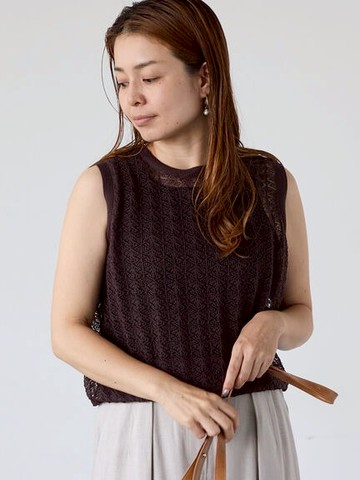 精緻蕾絲針織透膚背心(0F001070310) - Lugnoncure