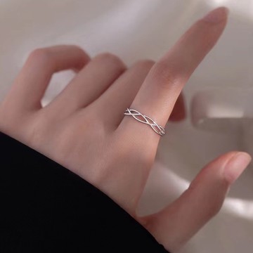 《現貨》眉兒銀飾 925純銀 流線交叉戒指 純銀戒指 銀戒 開口戒