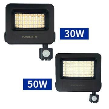 EVERLIGHT 【1入】LED 星宇 50W 3000K 黃光 紅外線 感應投光燈 全電壓