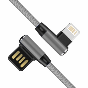 MoZuo 雙彎頭/雙面可插 USB轉Lightning 2.5A充電線 灰 1M