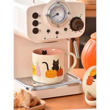 PiaJi 貓貓喊你來秋收啦 可愛插畫小黑貓馬克杯大容量喝水杯陶瓷