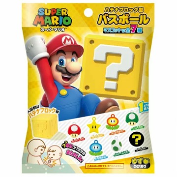 長良化學 泡澡公仔沐浴球 柚子香 超級瑪利歐SUPER MARIO問號方塊 黃色  問號方塊  1個