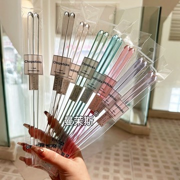 臺灣/現✨餐具 筷子 木筷 公筷 耐高溫馬卡龍可愛透明水晶亞克力筷子蟲蟲同款高顏值檔家用防滑宿舍學生