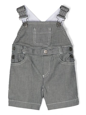 Emporio Armani Kids - logo-embroidered striped dungarees - kids - Elastane/Cotton/Polyester/Cotton - 12 mth - White