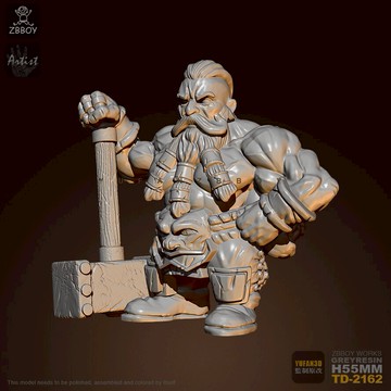 55mm YUFAN監制 石錘勇士 樹脂兵人白模 TD-2162