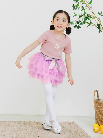 蝴蝶結腰鬆緊蛋糕網紗花童蓬蓬裙