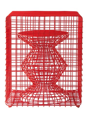 Zig Zag Red Wire Stool