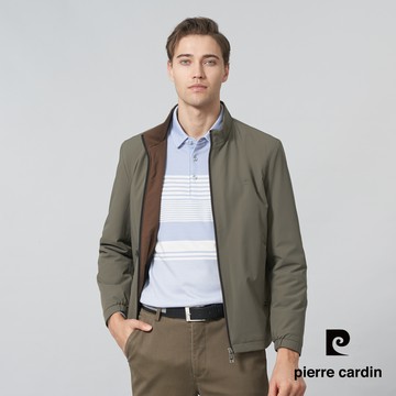 【pierre cardin 皮爾卡登】男裝 都會休閒立領鋪棉夾克外套-卡其綠 (5245702-47)