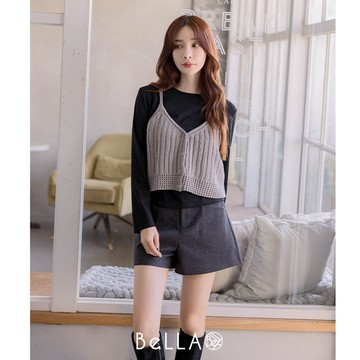 【秋冬新品】BeLLA 針織背心兩件式上衣 黑色