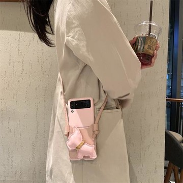 潮牌斗牛犬適用三星zflip6手機殼斜跨掛脖galaxyzflip5可插卡zflip3/4折疊屏w23flip卡包卡套w24flip個性簡約