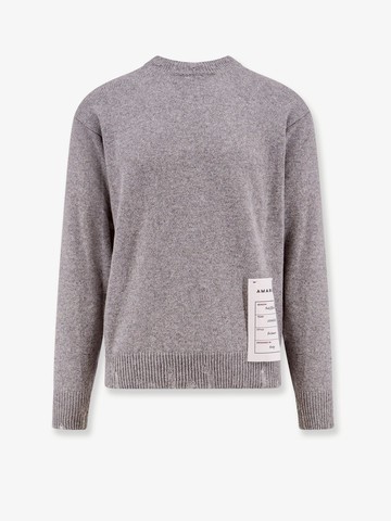 Wool and cashmere sweater with logoed label - AMARANTO - gender_Man