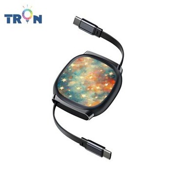 TRON 100W Type-C 伸縮快充線 1M 鈦黑色 星夢油畫 4檔長度調整 可充筆電 適用i15以上手機 平板