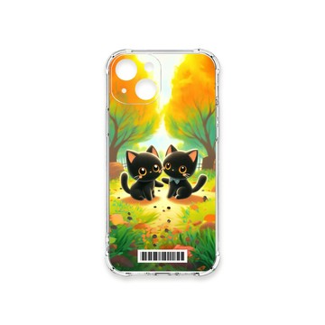 iPhone 15 殼 TRON IPhone 15 櫻花公園黑色貓咪  載具 四角防摔殼 手機殼