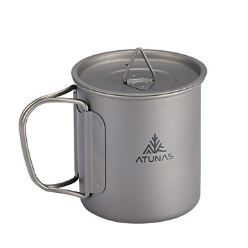 單層鈦隨行杯/折疊把手馬克杯附杯蓋300ML(A1KTGZ14環保無毒/輕量耐用/登山露營)