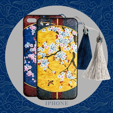 子伊原創 延禧攻略同款新款iPhonex中國風創意磨砂彩繪浮雕手機殼1入