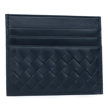 真皮全羊皮手工編織輕薄卡片包卡夾 KN101 深藍色 多卡位  卡包