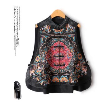 推薦！口碑好款，新中式外搭女盤扣醋酸絲拼接重工刺繡國風馬甲