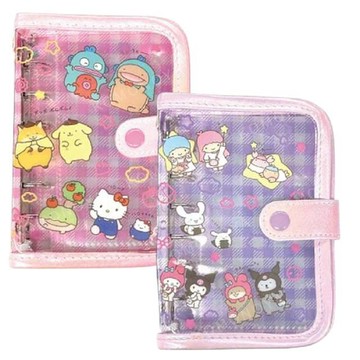 小禮堂 Sanrio 三麗鷗 x 什麼都是生物 PVC 6孔夾活頁貼紙簿 (粉/紫款)