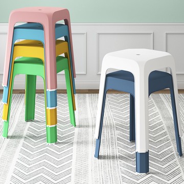 塑料凳子加厚家用方凳成人可疊放簡約膠凳子客廳餐桌椅高板凳矮凳